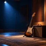 A steady minor-key blues backing track with a clear groove, uncluttered chord movement, and generous lead space for guitar improvisation.