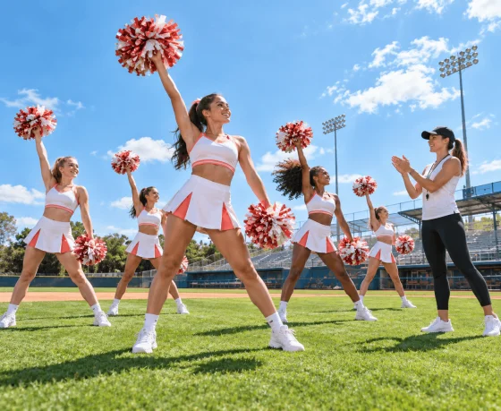School Teams Preparing Halftime Shows