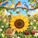 A cheerful counting rhyme where garden animals appear one by one over ukulele, glockenspiel, and an easy repeat-after-me chorus.