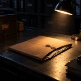 A sparse piano figure and low strings build investigative tension before leaving the case deliberately unresolved.