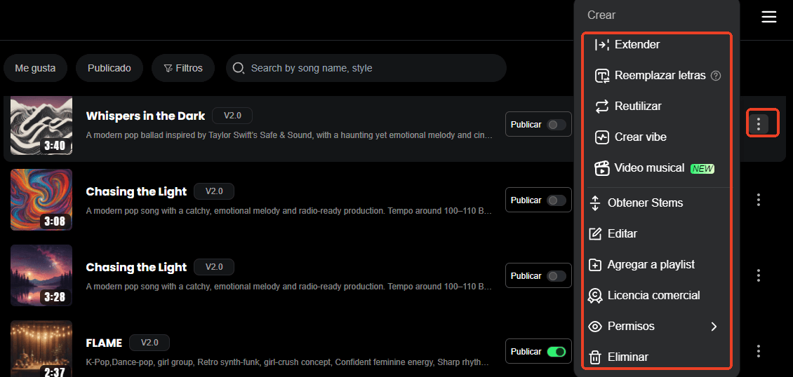 paso 1 de cambiar la letra de una canción con musicful ai