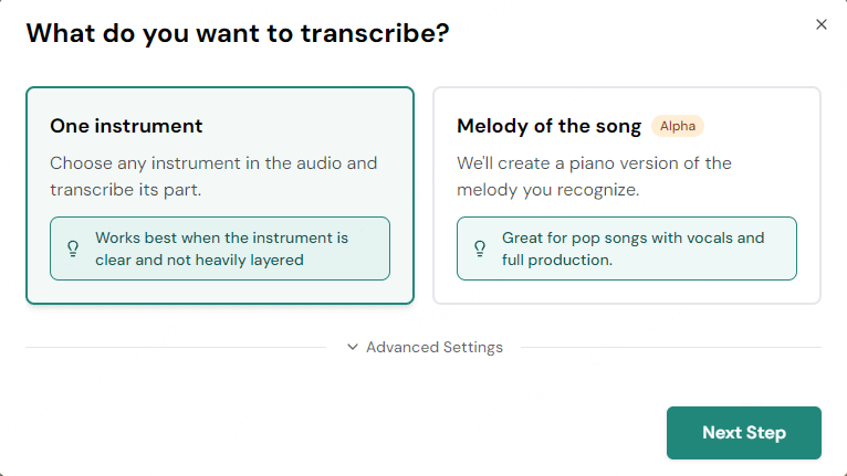 convertir audio a piano con Songscription 1