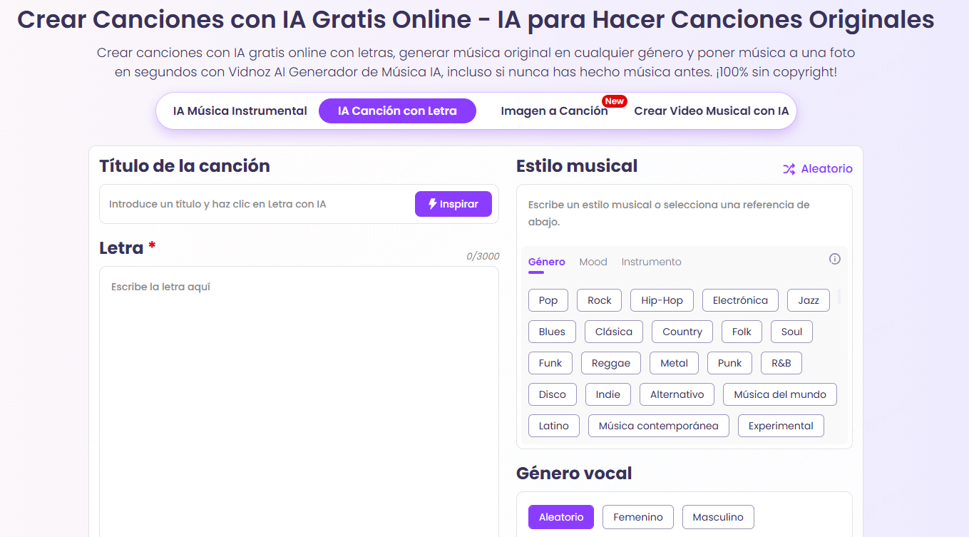 generar texto a música con IA