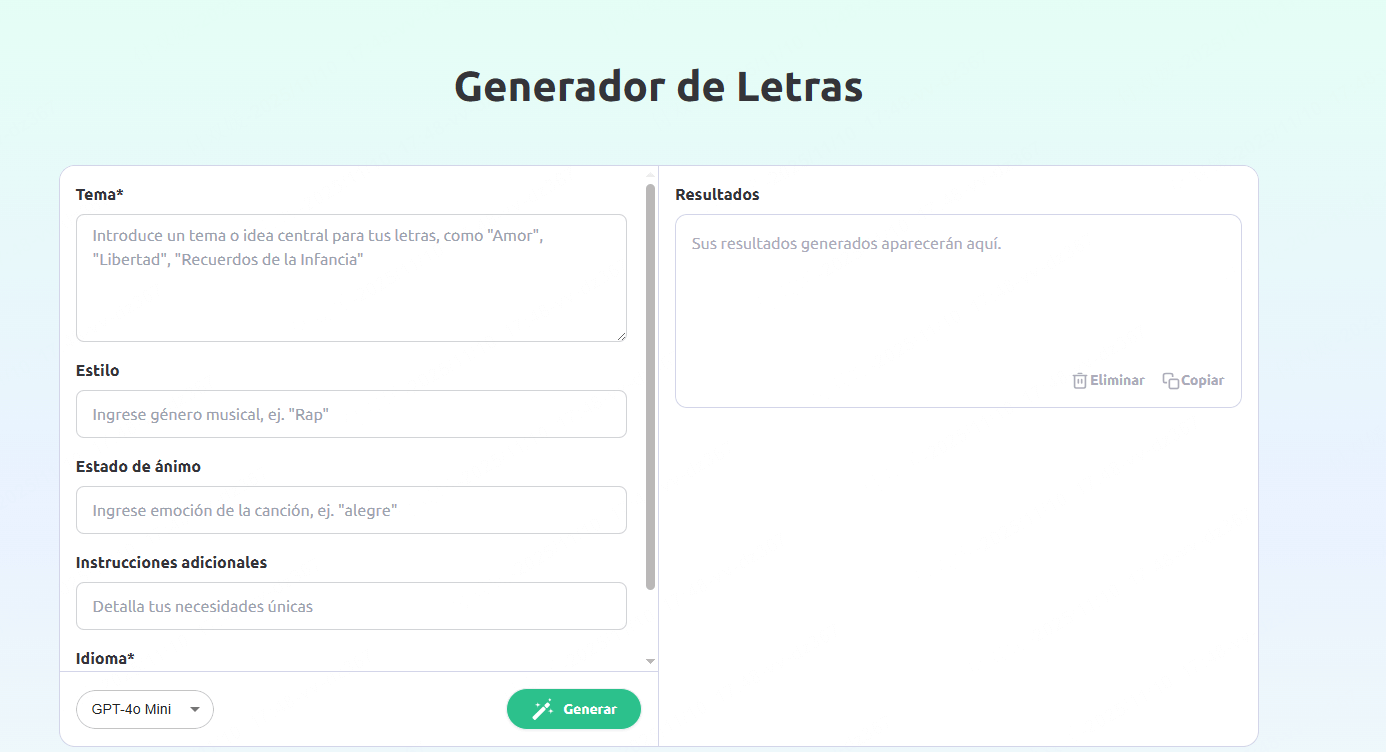  generador de letras de canciones IA