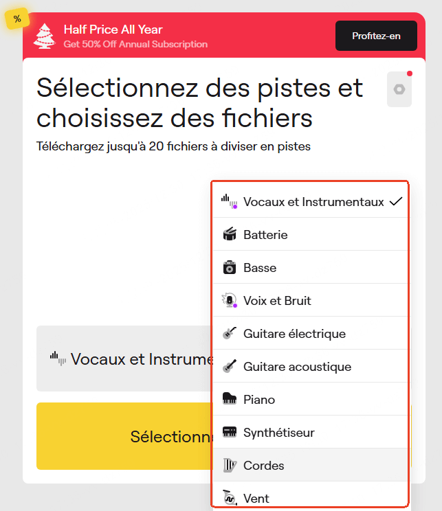 style de la séparation de pists audio