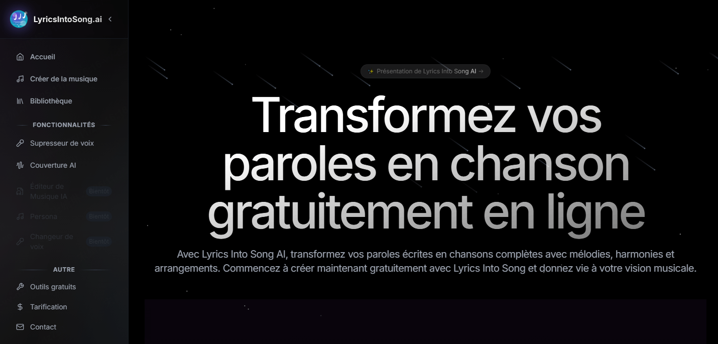 Lyrics Into Song AI texte de chanson