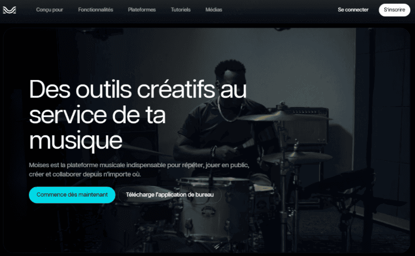 Interface de Moises.ai pour l'extraction d'IA instrumental