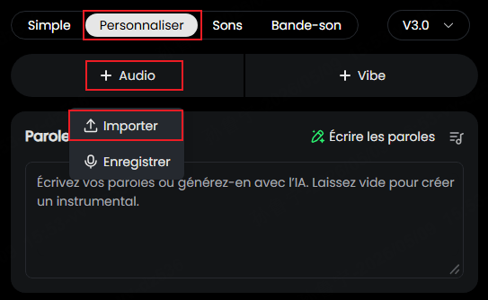 Importez votre chanson