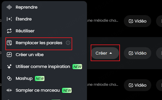 Remplacer les paroles