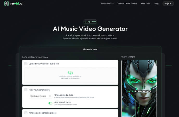 revid AIミュージックビデオ生成ツール