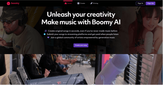 Boomy 무료 AI 음악 생성기