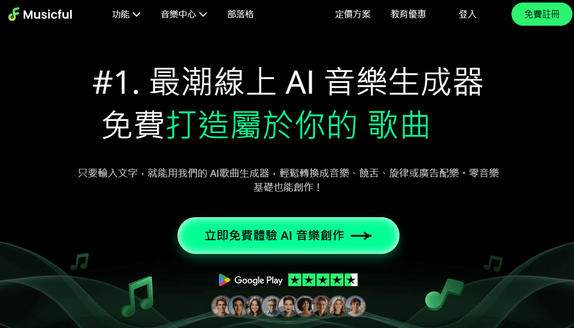 Musicful 免版稅AI文字生成音樂