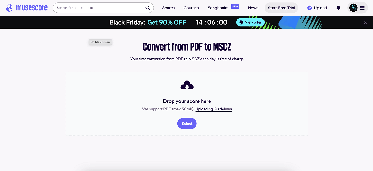 上傳 PDF 轉 MIDI 檔案
